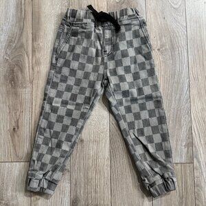 Acid Wash Checkered Denim Jogger